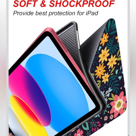 🌺5/$15🌺 Floral Tablet Case - Black with Multicolor Design - Picture 6 of 12